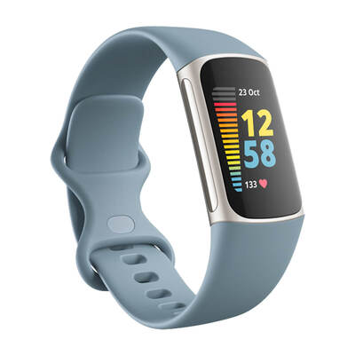 Fitbit Charge 5 Smartwatch  -  Steel Blue Strap / Platinum Fitbit Charge 5 Smartwatch  -  Steel Blue Strap / Platinum