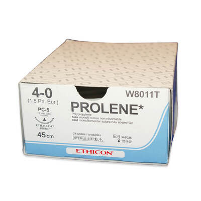 W8020T	PROLENE* Suture	26mm	45cm	blue	4-0  1.5	3/8 circle Conventional Cutting Needle		x24	D/T W8020T	PROLENE* Suture	26mm	45cm	blue	4-0  1.5	3/8 circle Conventional Cutting Needle		x24	D/T