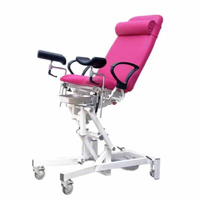 Medi-Plinth Electric  GP Gynaecology Chair with Stirrups Black