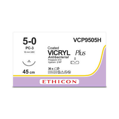 VICRYL PLUS | Braided | Undyed | 5-0 | 45cm | 1xConventional Cutting PC | 16mm | 3/8C | Pack of 36