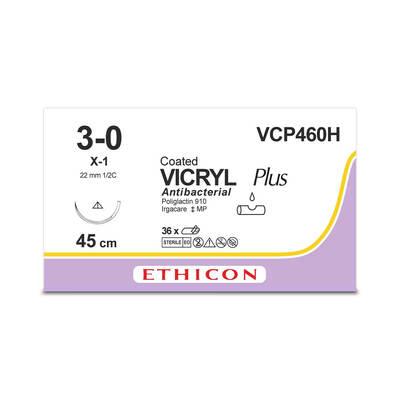 VICRYL PLUS | Braided | Violet | 3-0 | 45cm | 1xConventional Cutting | 22mm | 1/2C | Pack of 36