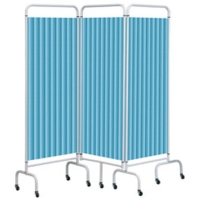 Sunflower 3 Panel Mobile Folding Curtained Screen - Pastel Blue Pastel Blue