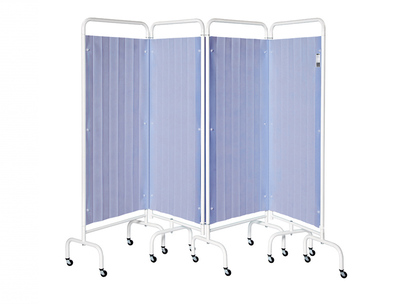 Sunflower 4 Panel Mobile Folding Curtained Screen - Pastel Blue Pastel Blue