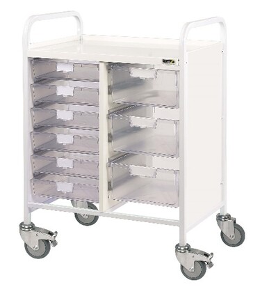 Sunflower Vista 60 Trolley, 6 Single and 3 Double Trays - Clear Trays Clear Trays