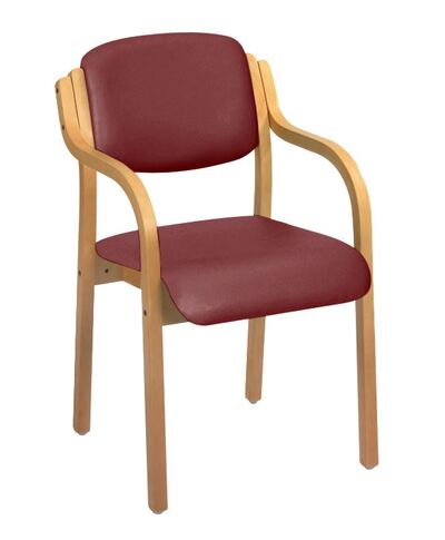 Sunflower Aurora Visitor Chair with Arms - Anti Bac Red Wine