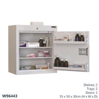 Sunflower Controlled Drug Cabinet with 2 Shelves, 2 Trays and 1 Door  55 x 50 x 30cm