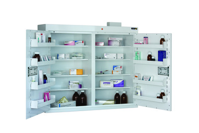 Sunflower Controlled Drug Cabinet with 8 Shelves, 8 Trays and 2 Doors -  85 x 100 x 30cm