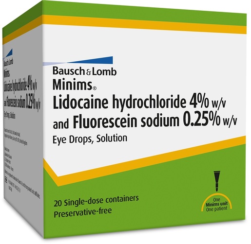 Lidocaine and Fluorescein - Minims   4%/0.25% Dropper POM x20