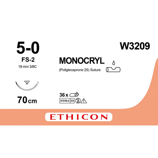Monocryl Suture 5-0, 19mm 3/8C, 70cm (Box of 12)