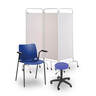 Sunflower 3 Panel Mobile Folding Ward Screen - White