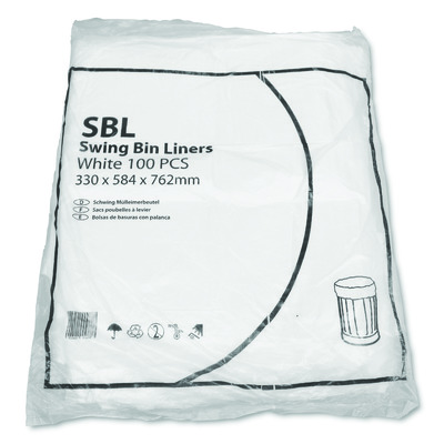 Light duty Swing Bin Liners White 45L x1000 (100 bags per pack / 10 packs per case)