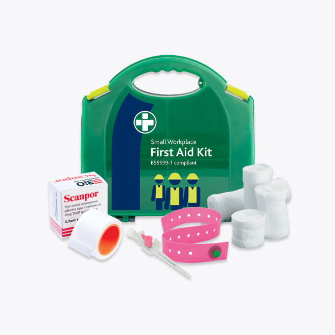 First aid kit containing dressing packs, swabs and bandages, cotton wool - Williams Medical Supplies