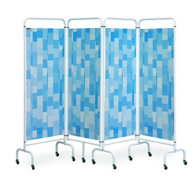 4 Panel Privacy Screen - Blue Patchwork Blue Patchwork