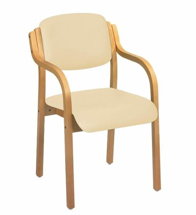 Sunflower Aurora Visitor Chair with Arms - Anti Bac Beige